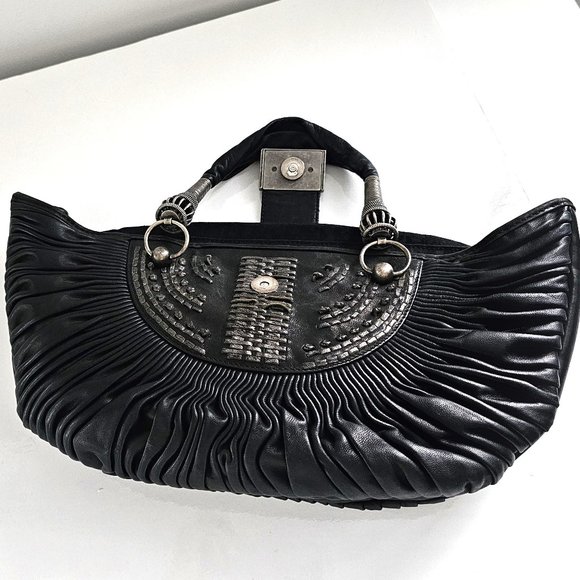 Dior Plissé Black Tote Bag with Silver Accents - Picture 10 of 16